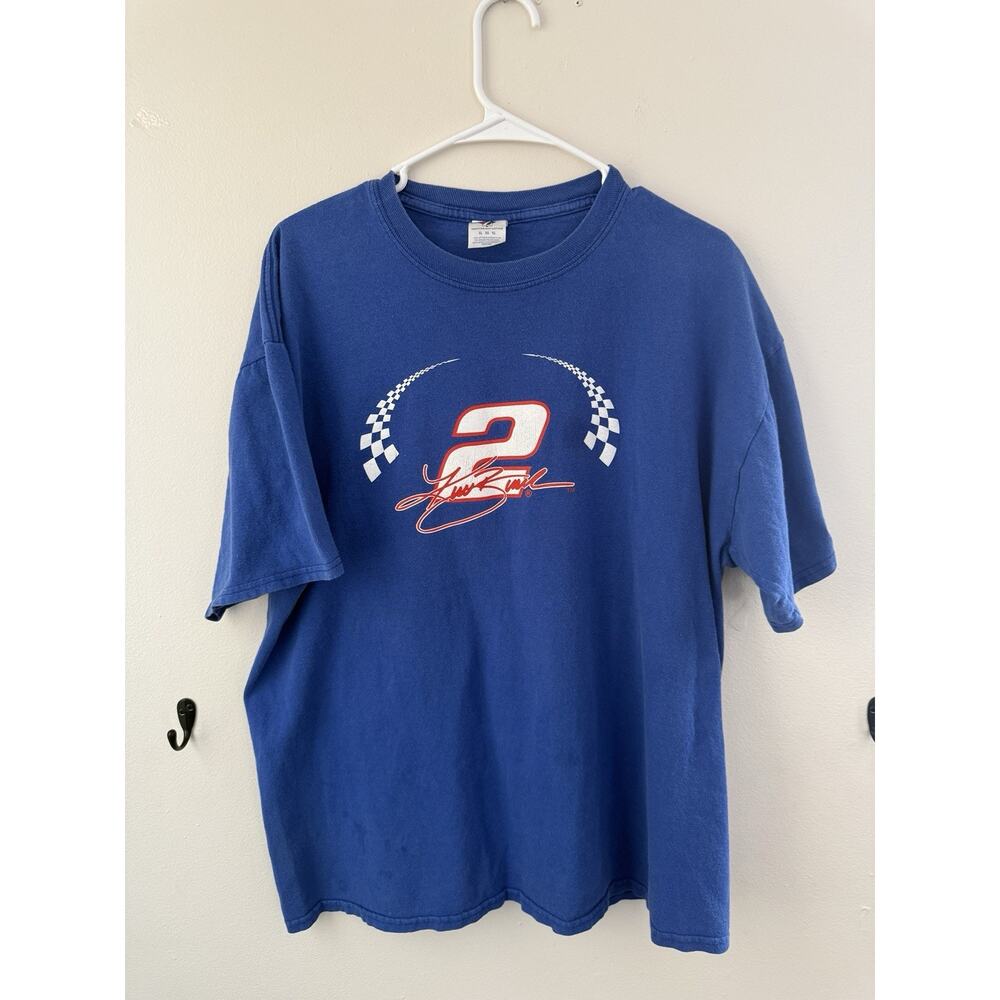 Vintage Nascar Miller Lite Racing #2 Kurt Bucsh Tee Blue T-Shirt Double Sided XL